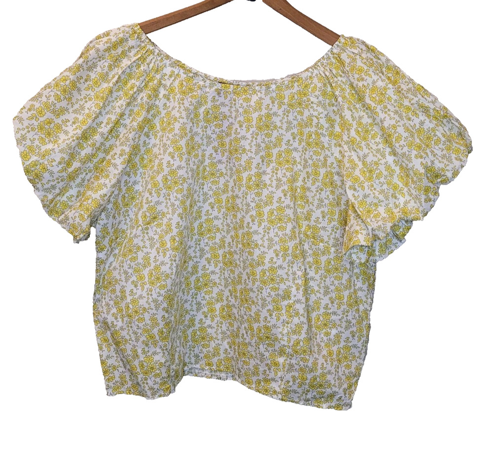 J Crew Liberty Fabric Capel Floral Yellow Smock Back Top Size 20 Cottagecore New